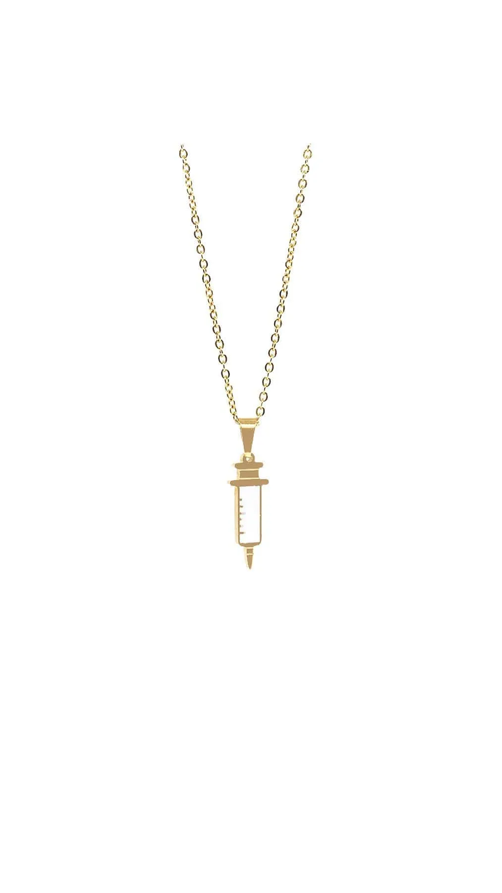 Kanaus Jewelry® SET: Collar/Dije Golden Syringe & Aretes Round Small Gold