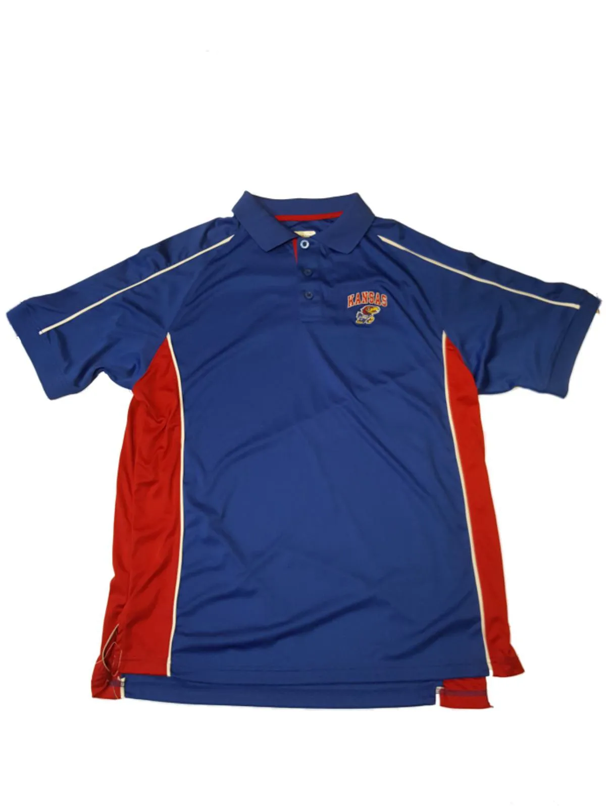 Kansas Jayhawks Chiliwear Blue SS Performance 3 Button Golf Polo T-Shirt (L)