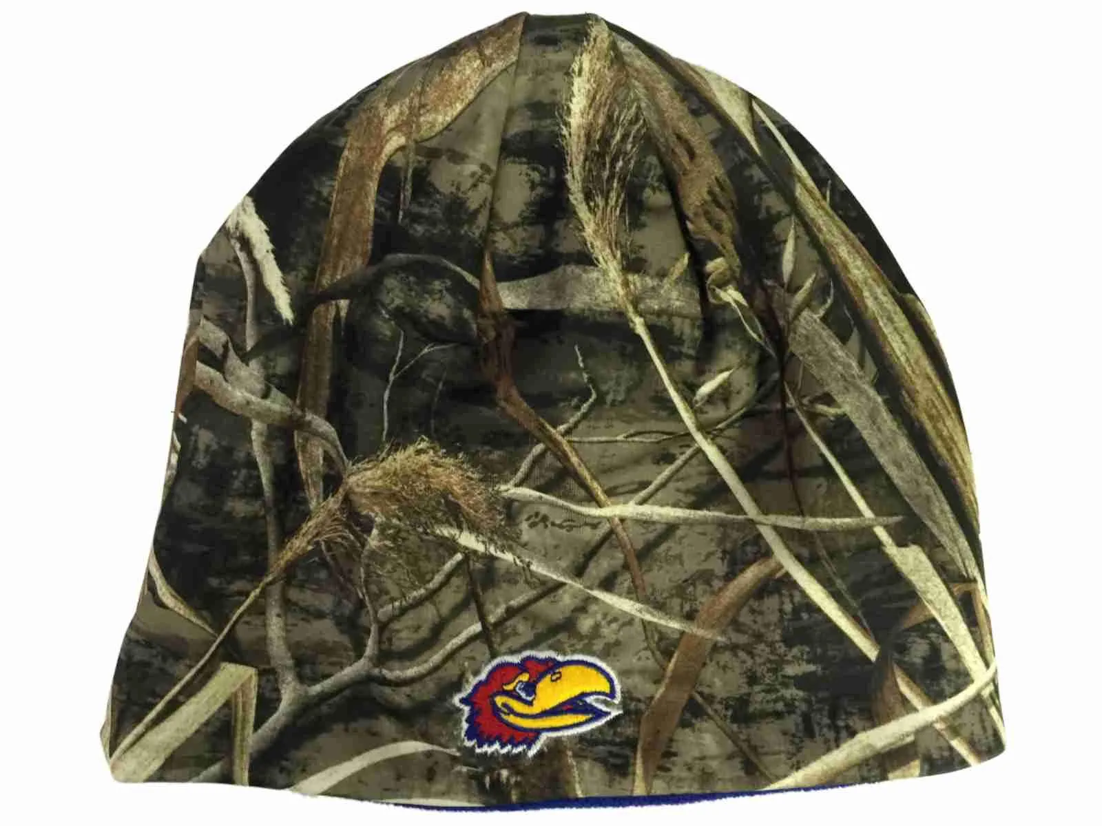 Kansas Jayhawks TOW Realtree Max5 Blue Seasons Reversible Knit Beanie Hat Cap