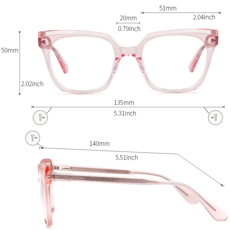 Kansept Women's Full Rim Cat Eye Acetate Alloy Frame Eyeglasses Me1202