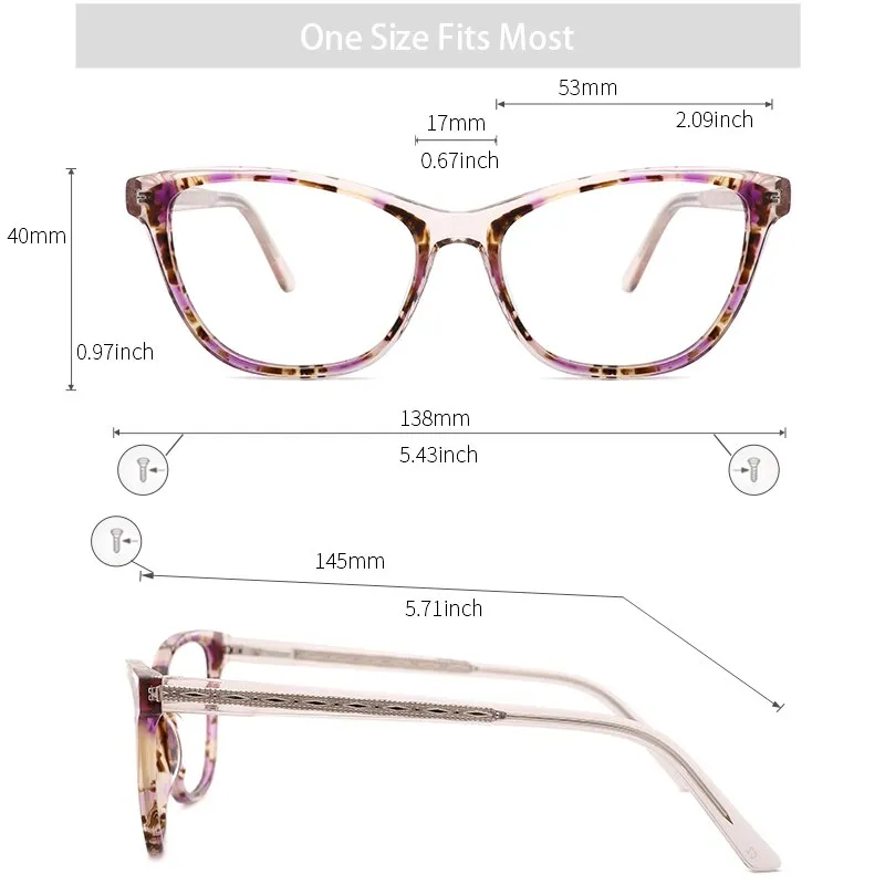 Kansept Women's Full Rim Cat Eye Acetate Frame Eyeglasses Fp1928