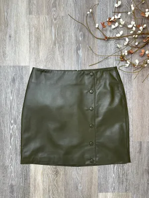 KAR Melli Leather Mini Skirt in Kohlrabi