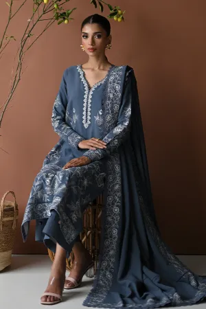 KARANDI'24-BLUE SLATE GREY LUXURY EMBROIDERED KARANDI SET (NEL-24630)