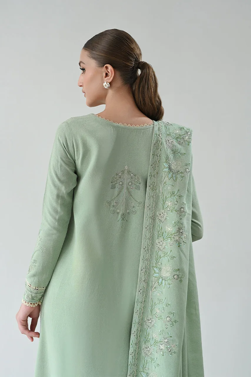 KARANDI'24-GLACIAL PASTEL GREEN LUXURY EMBROIDERED KARANDI SET (NEL-24627)