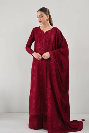 KARANDI'24-RICH MAROON LUXURY EMBROIDERED KARANDI SET (NEL-24629)