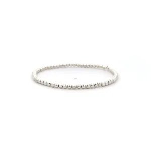 Karen Lazar Stretch 3 mm Silver Beaded Bracelet Size 6.75