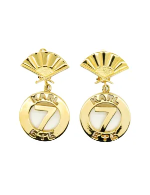 Karl Lagerfeld Vintage Gold Karl 7 Ete Circle Fan Earrings