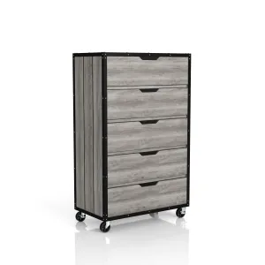 Karthy Industrial Vintage Gray Oak 5-drawer Mobile Tall Dresser