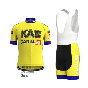 KAS Yellow Retro Short Sleeve Cycling Kit