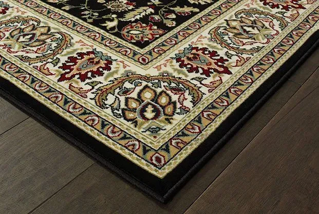 Kashan 108B Black/ Ivory Rug