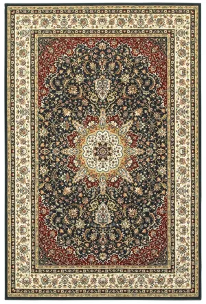 Kashan 119U Navy/ Ivory Rug