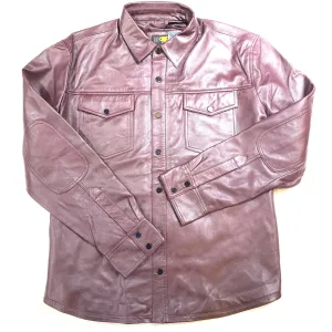 Kashani Men's Burgundy Lambskin Button-Up Shirt