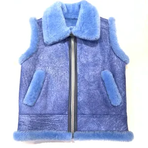 Kashani Men's Powder Blue Shearling Vest