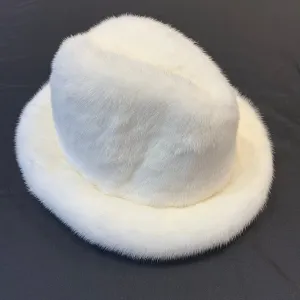 Kashani Men's White  Full Mink Fur Top Hat