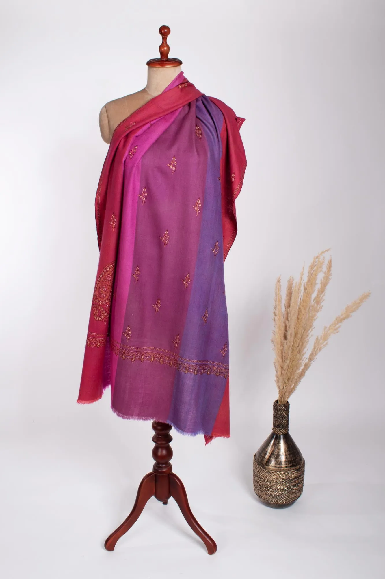 Kashmiri Purple and Magenta Handloomed Pashmina - ABERDARE