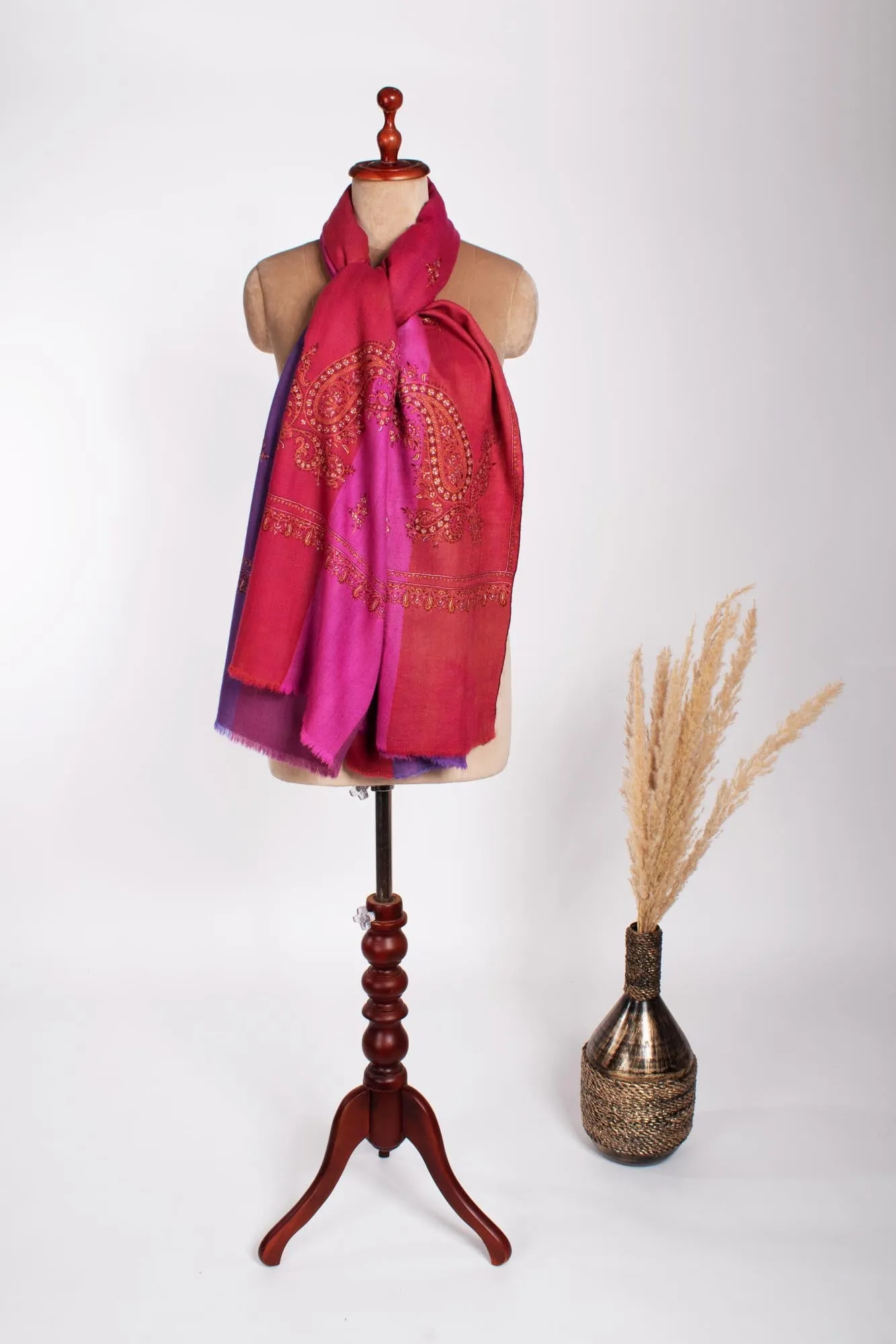 Kashmiri Purple and Magenta Handloomed Pashmina - ABERDARE