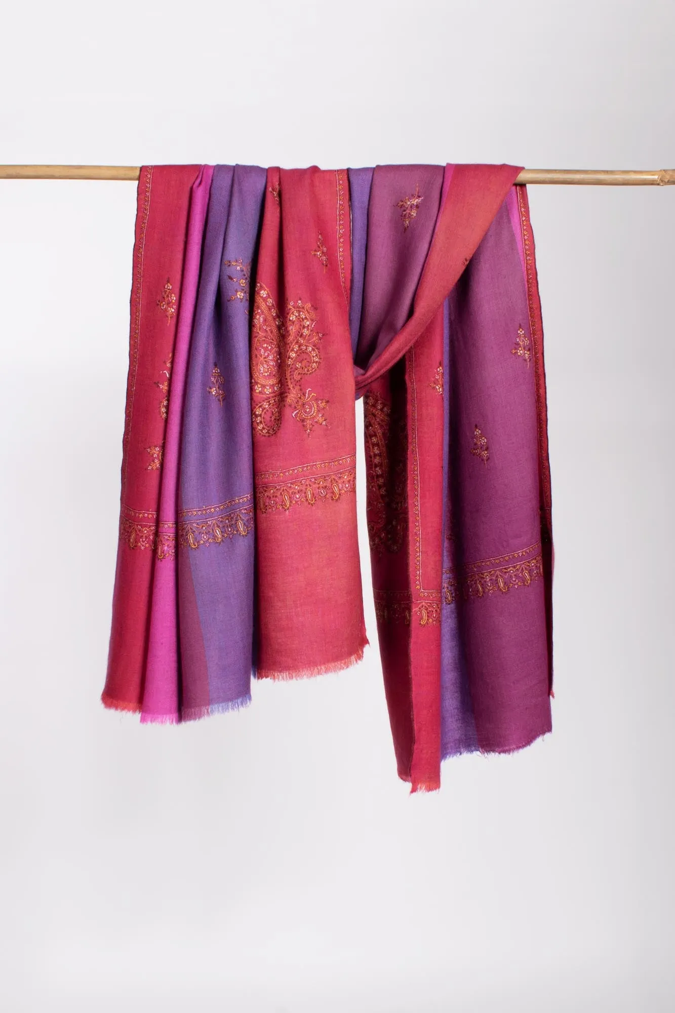 Kashmiri Purple and Magenta Handloomed Pashmina - ABERDARE