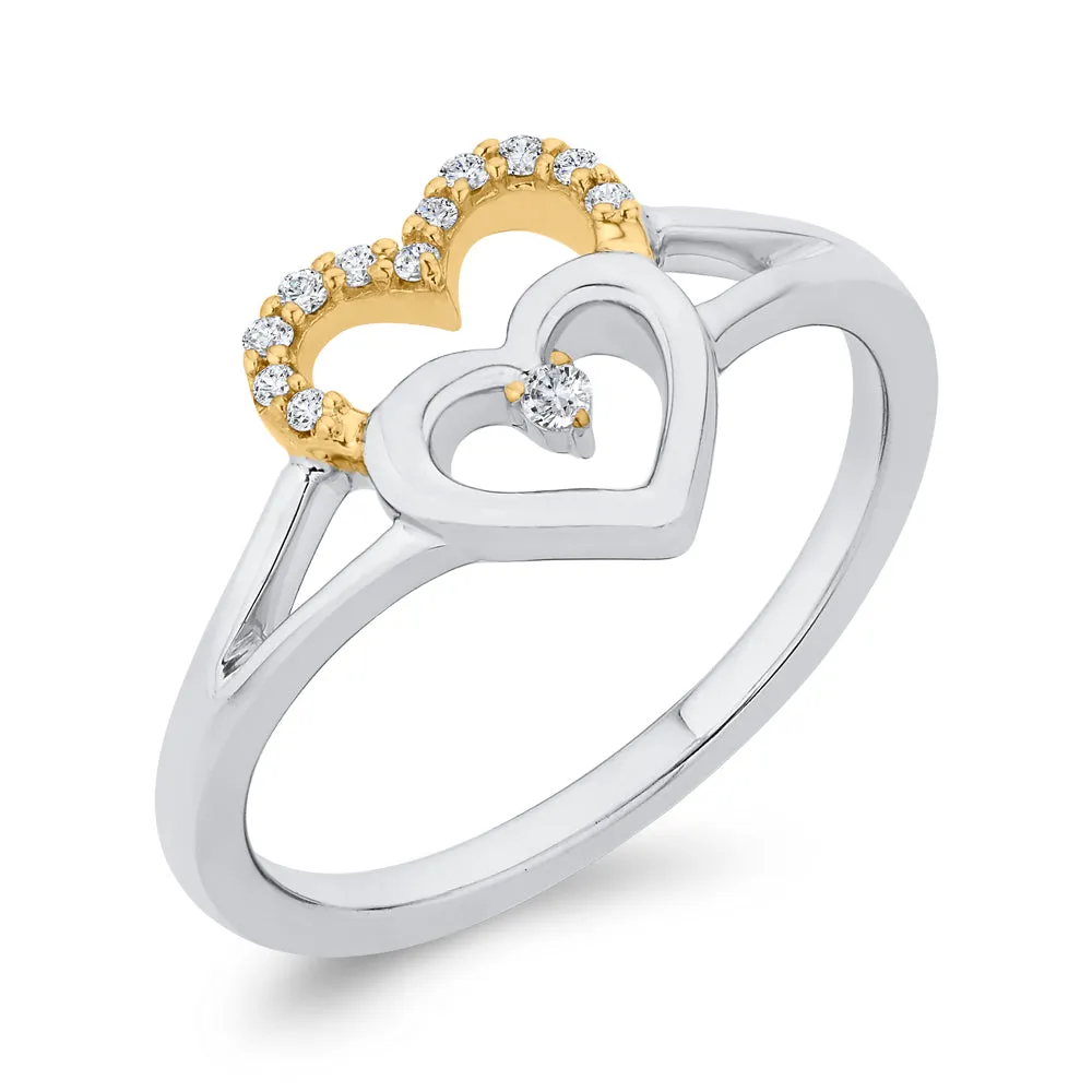 KATARINA 1/10 cttw Diamond Double Heart Ring