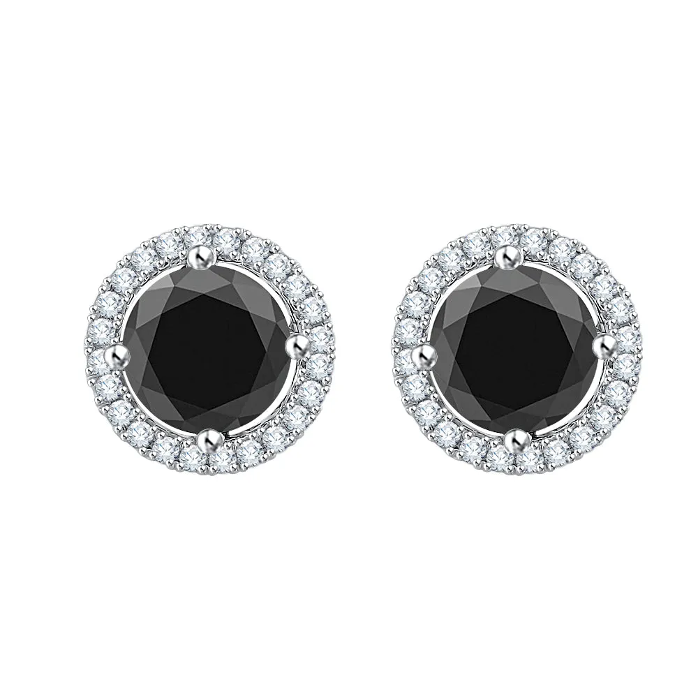 KATARINA Black and White Diamond Earrings (2 1/5 cttw)