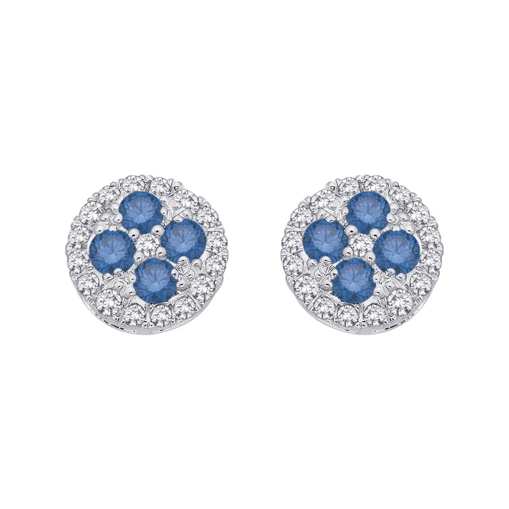 KATARINA Blue and White Diamond Fashion Earrings (1 cttw)