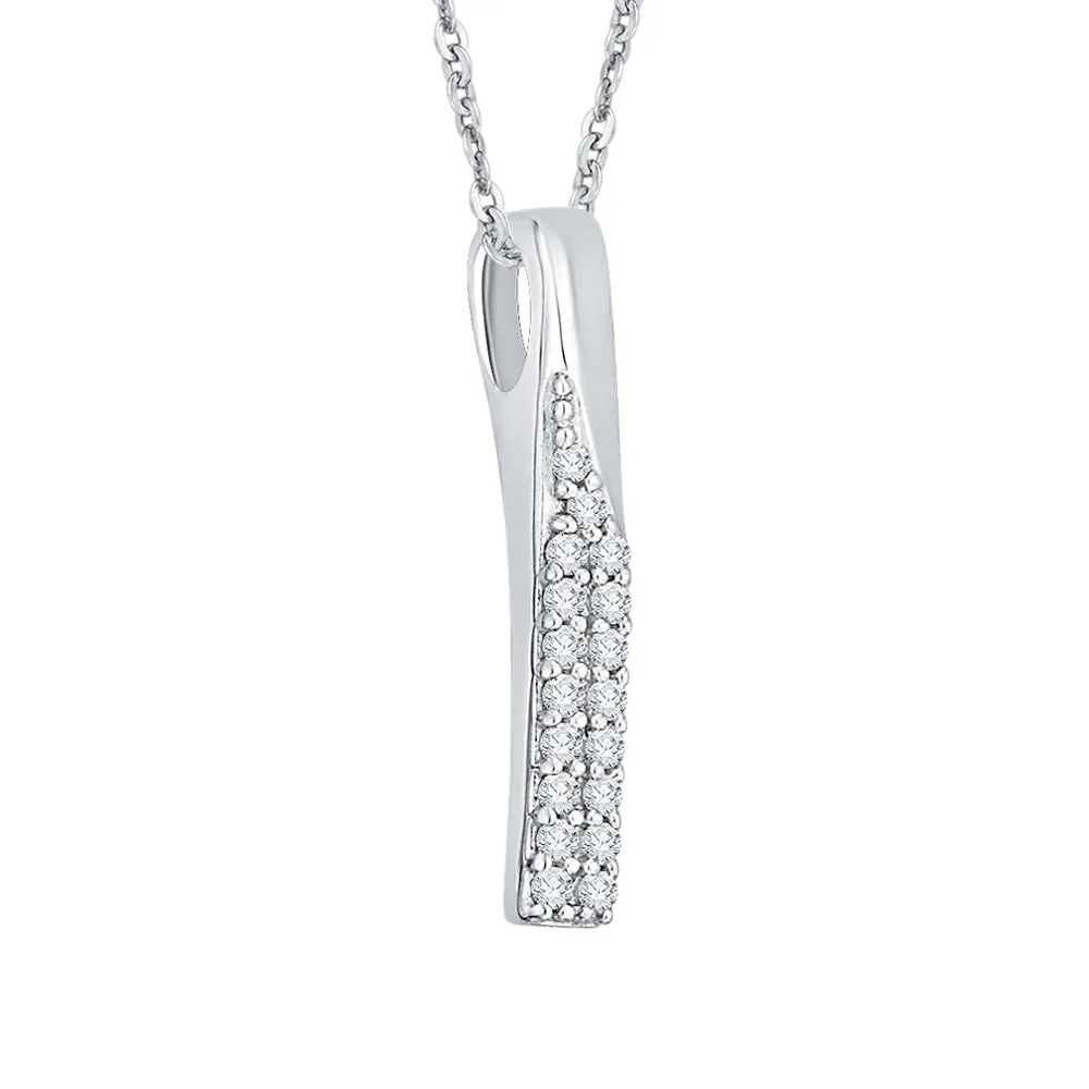 KATARINA Diamond Bar Fashion Pendant Necklace (1/10 cttw)