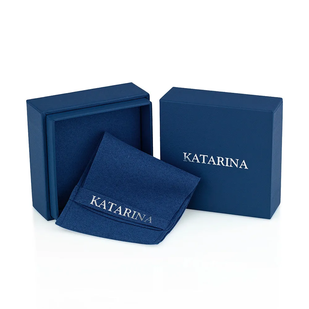 KATARINA Diamond with Blue Center Diamond Earrings (1 cttw)