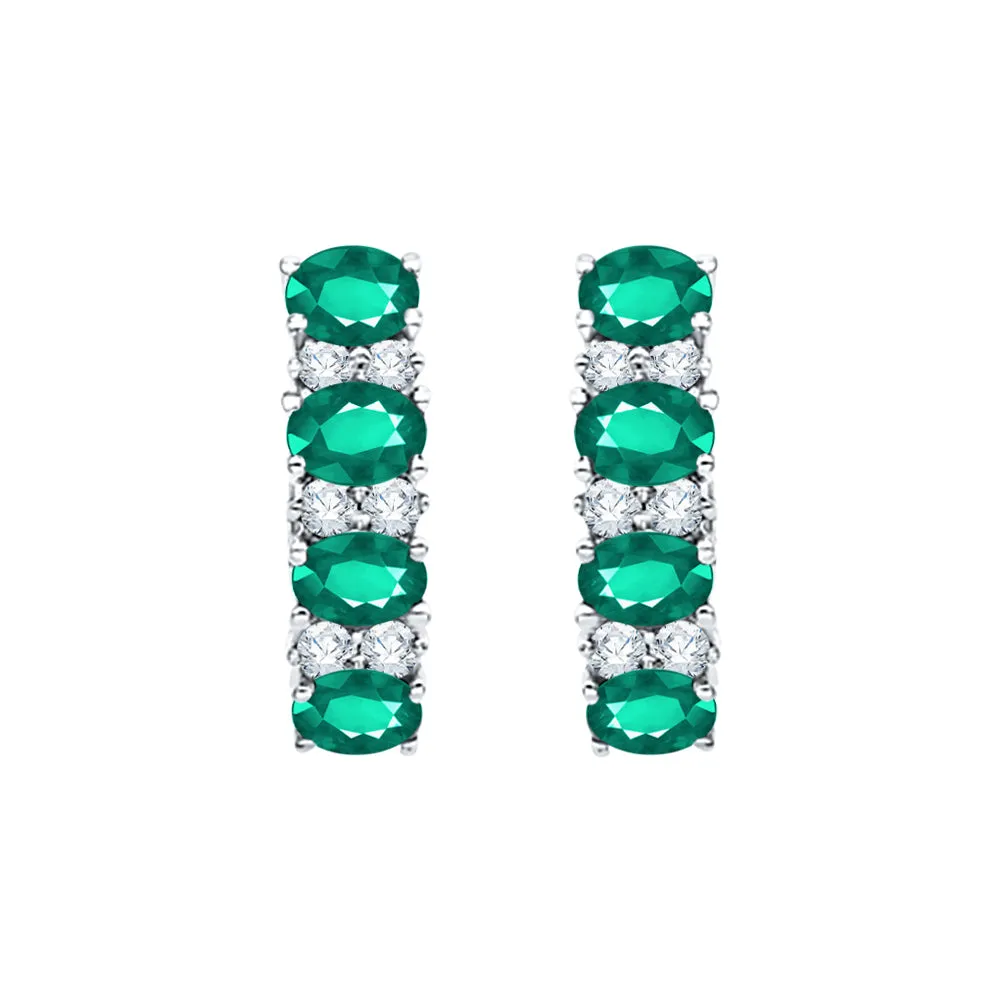 KATARINA Emerald Gemstone and Diamond Huggie Earrings (2 cttw)