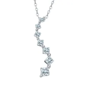 KATARINA Princess Cut Diamond "Journey of Love" Curve Pendant Necklace (1/4 cttw)