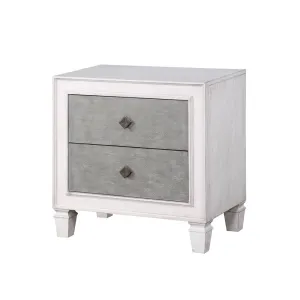 Katia - Weathered Night Stand - Gray / White