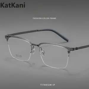 KatKani Mens Semi Rim Square Titanium Eyeglasses 2609