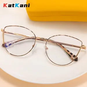 KatKani Women's Full Rim Square Cat Eye Alloy Eyeglasses 8107