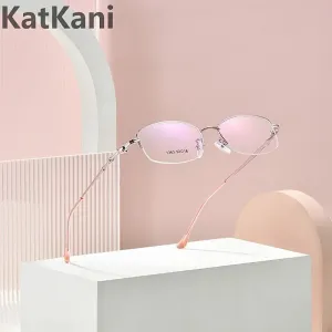 KatKani Women's  Rimless Square Alloy Eyeglasses 1363