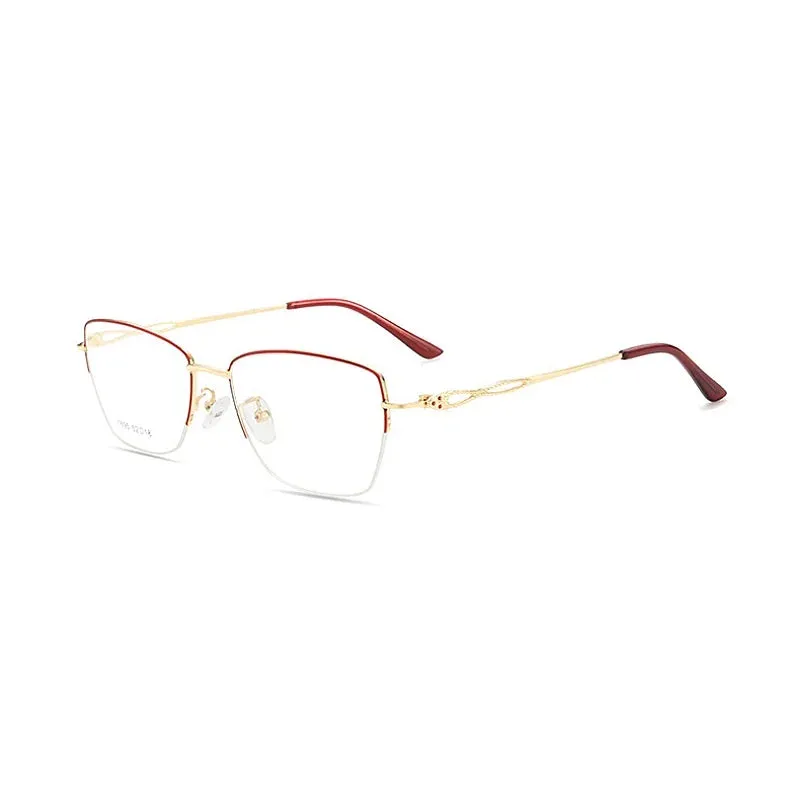 KatKani Women's Semi Rim Square Alloy Eyeglasses 1695