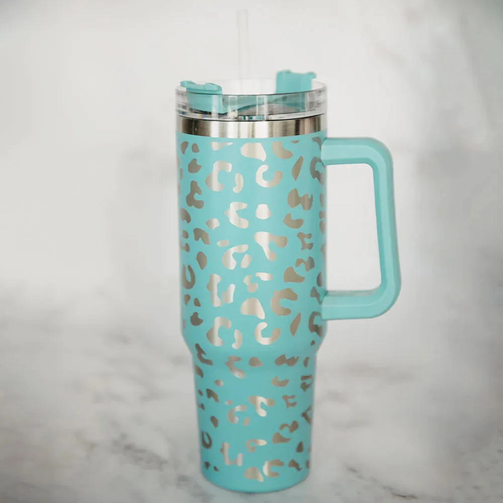 Katydid Mint METALLIC Leopard Stainless Steel Tumbler