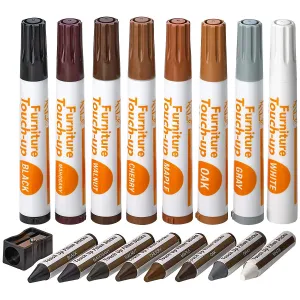 Katzco Furniture Repair Kit Wood Markers - Set Of 17 - Markers And Wax Sticks With