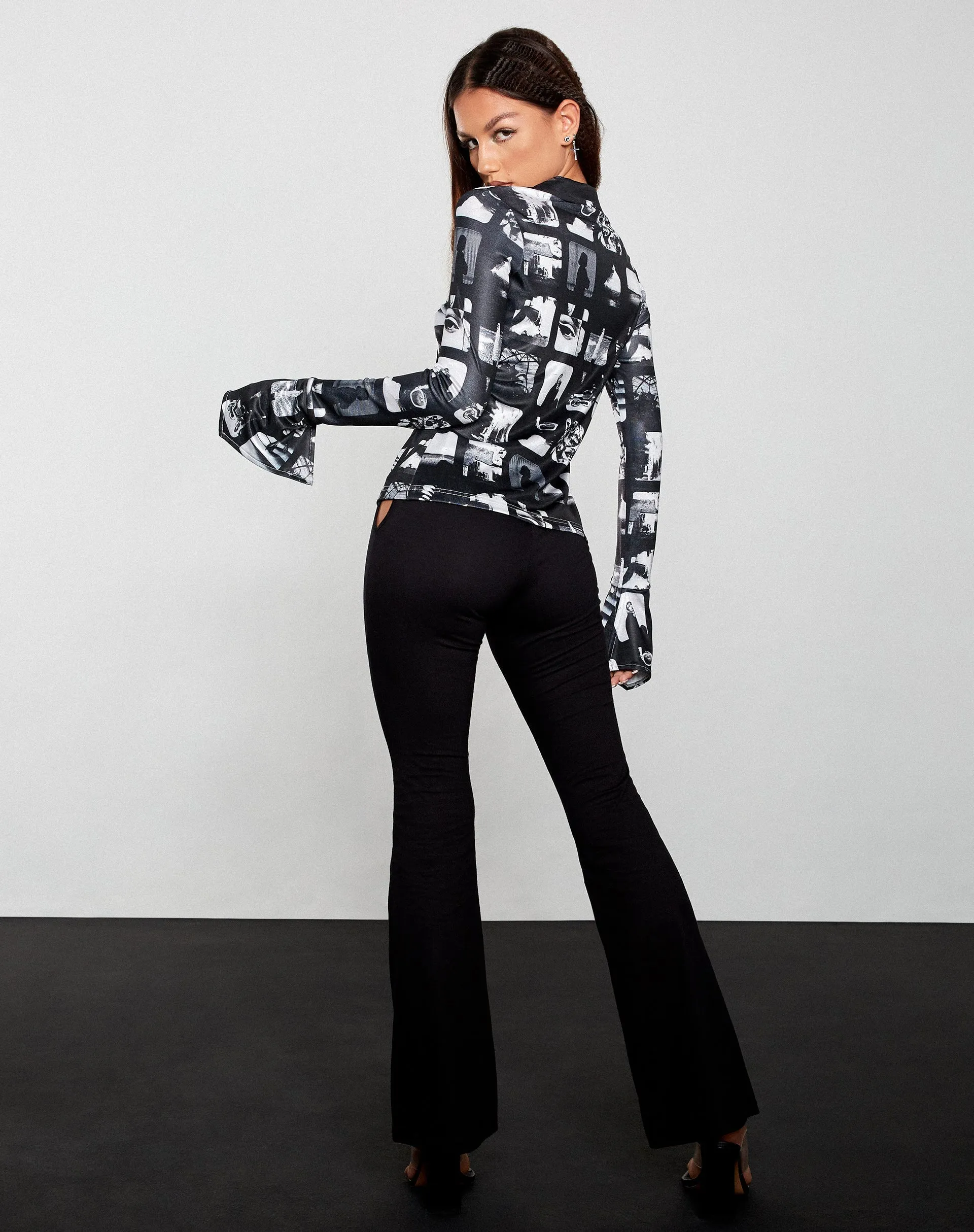 Keani Long Sleeve Shirt in Mono Photographic Black