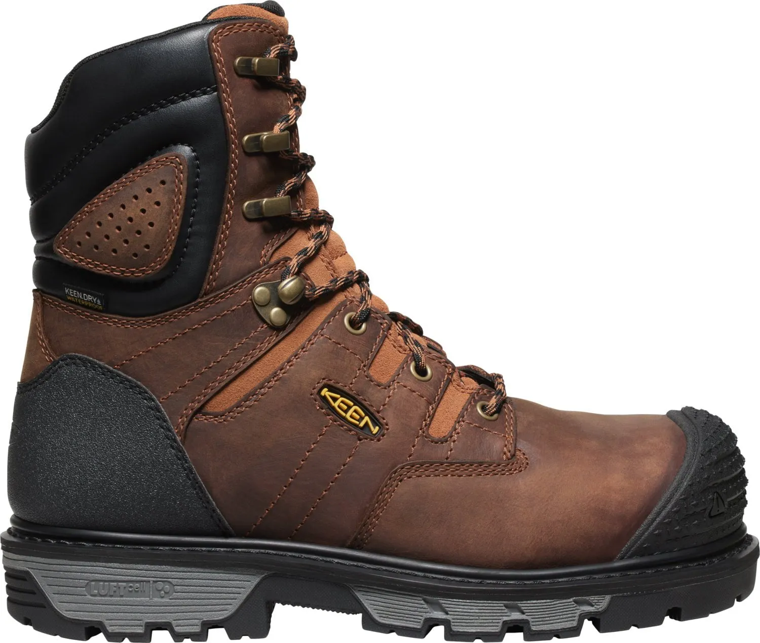 Keen Utility Mens Camden 8in WP CT Brown/Black Leather Work Boots