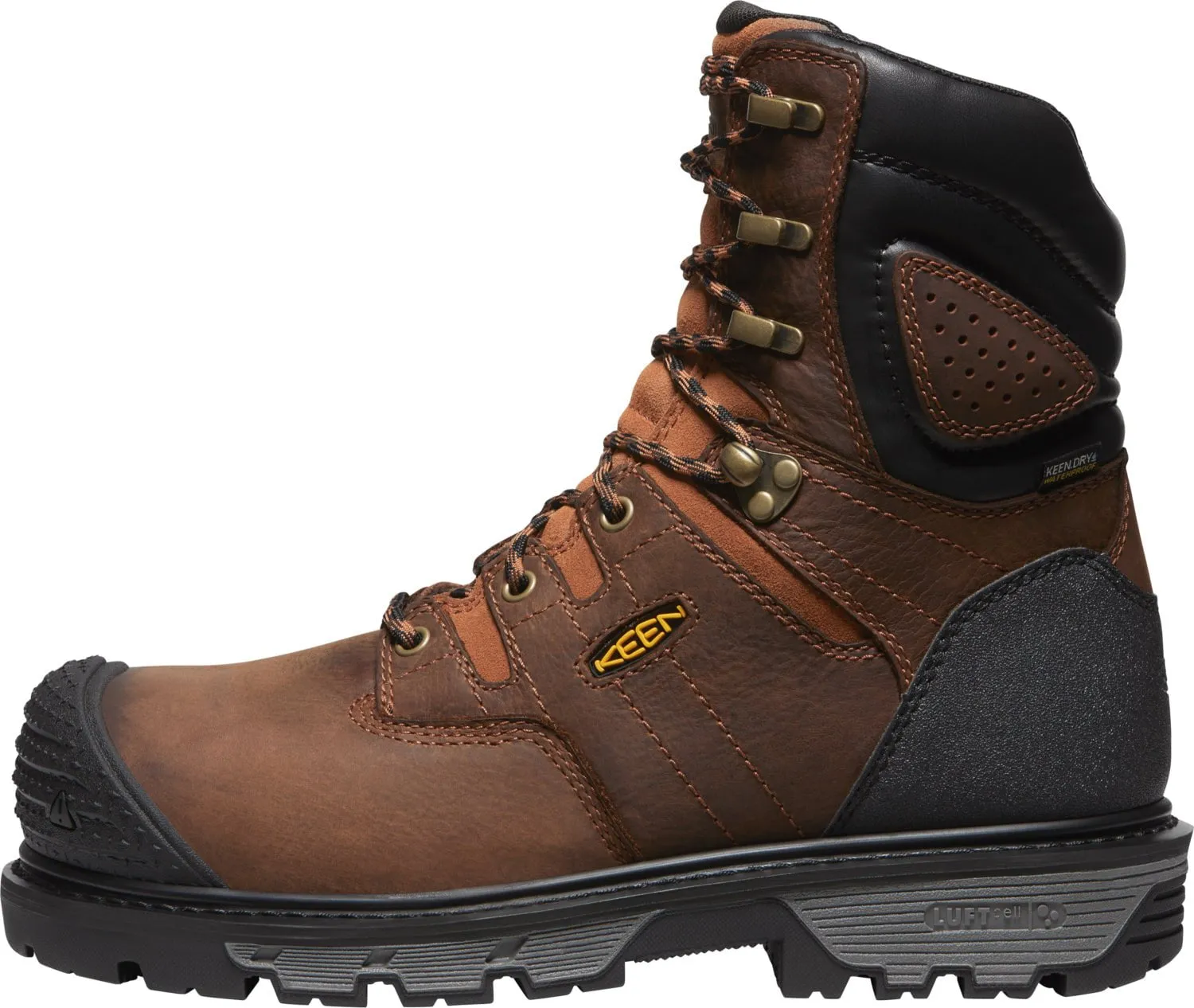 Keen Utility Mens Camden 8in WP CT Brown/Black Leather Work Boots