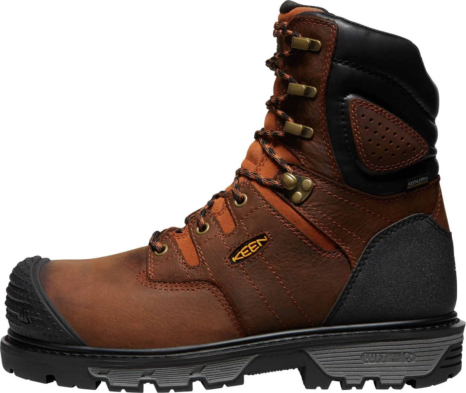 Keen Utility Mens Camden 8in WP CT Brown/Black Leather Work Boots