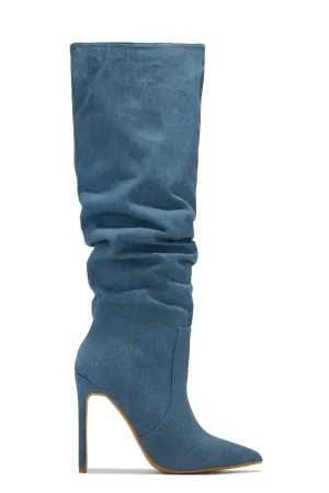 Keep My Cool High Heel Boots - Denim