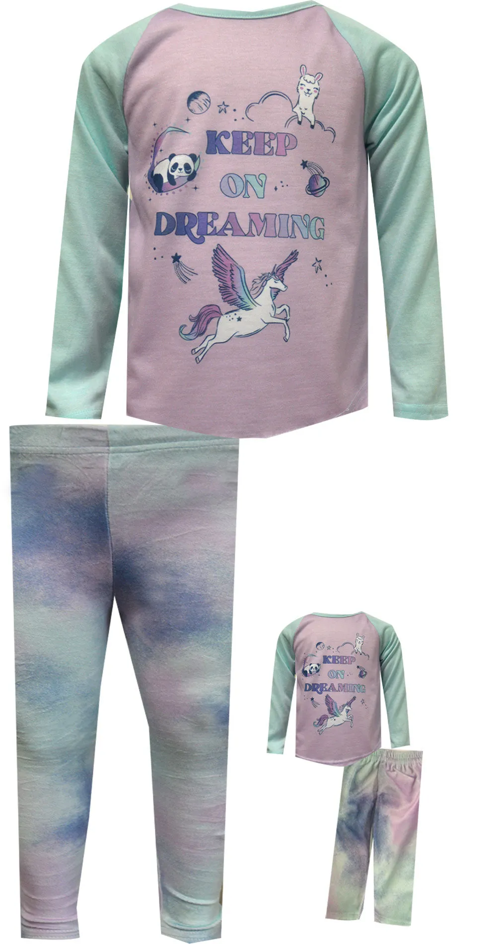 Keep on Dreaming Panda Llama Pegasus Pajama with Matching Doll Pajama