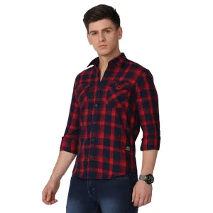 KEF Red Flannel Check Slim Fit Shirt