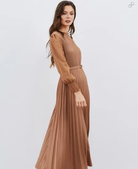 Kelda - Pleated long sleeve dress