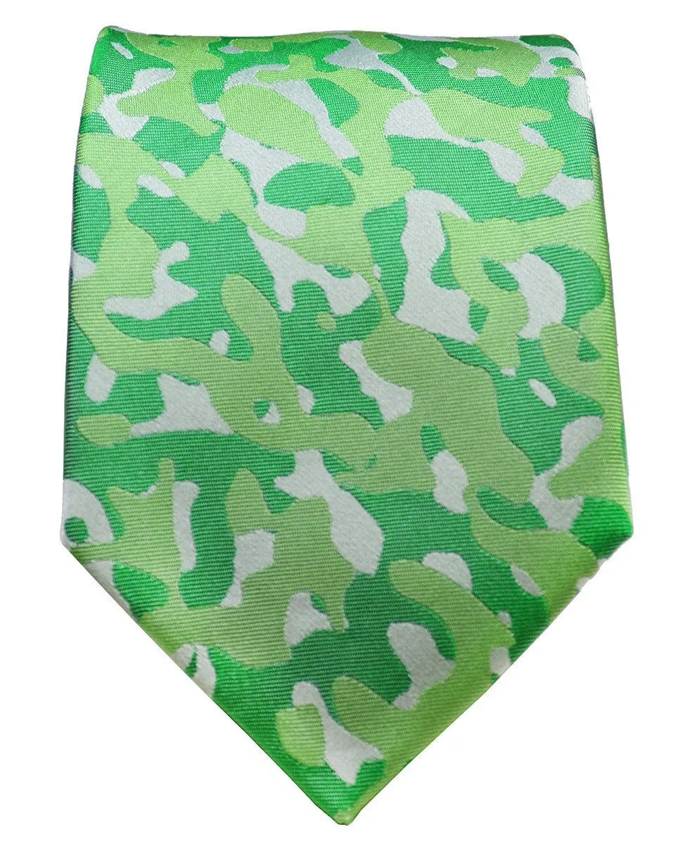 Kelly Green Camouflage Silk Tie and Pocket Square