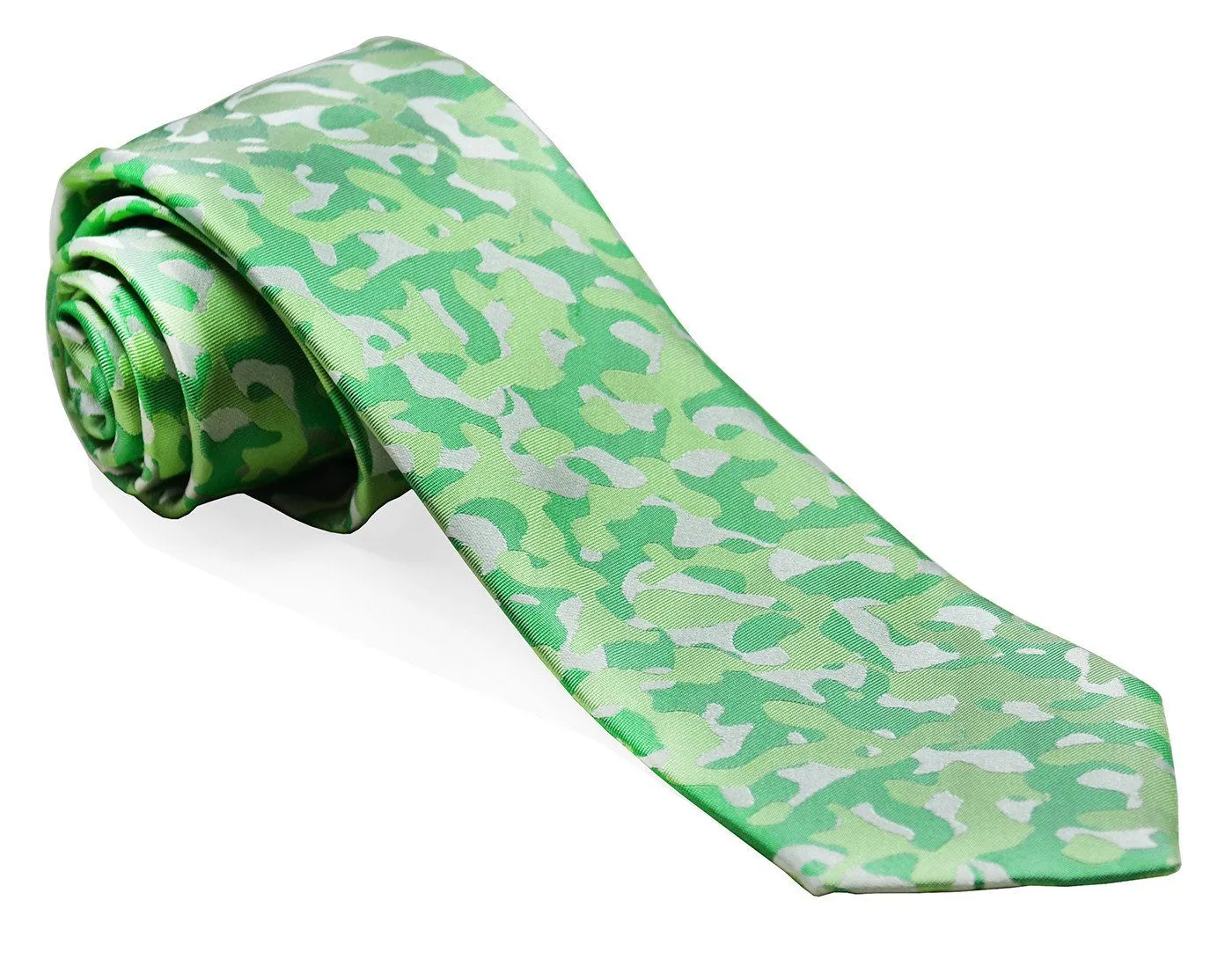 Kelly Green Camouflage Silk Tie and Pocket Square