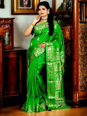 Kelly Green Traditional Swarnachari Silk Saree