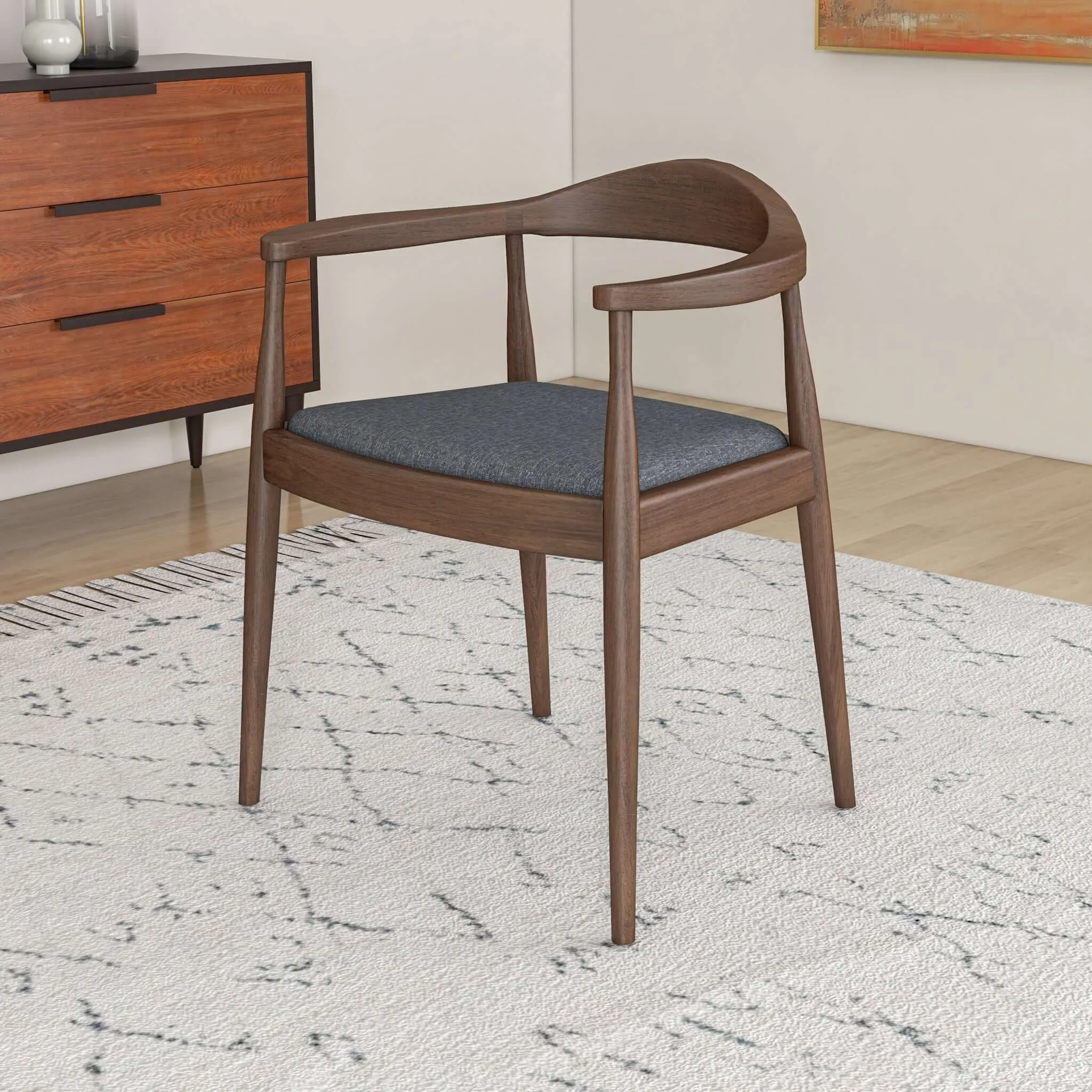 Kelly Mid-Century Modern Dining Chair Grey Fabric