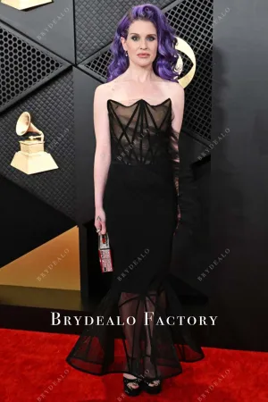 Kelly Osbourne Black Strapless 2024 Grammys Red Carpet Dress