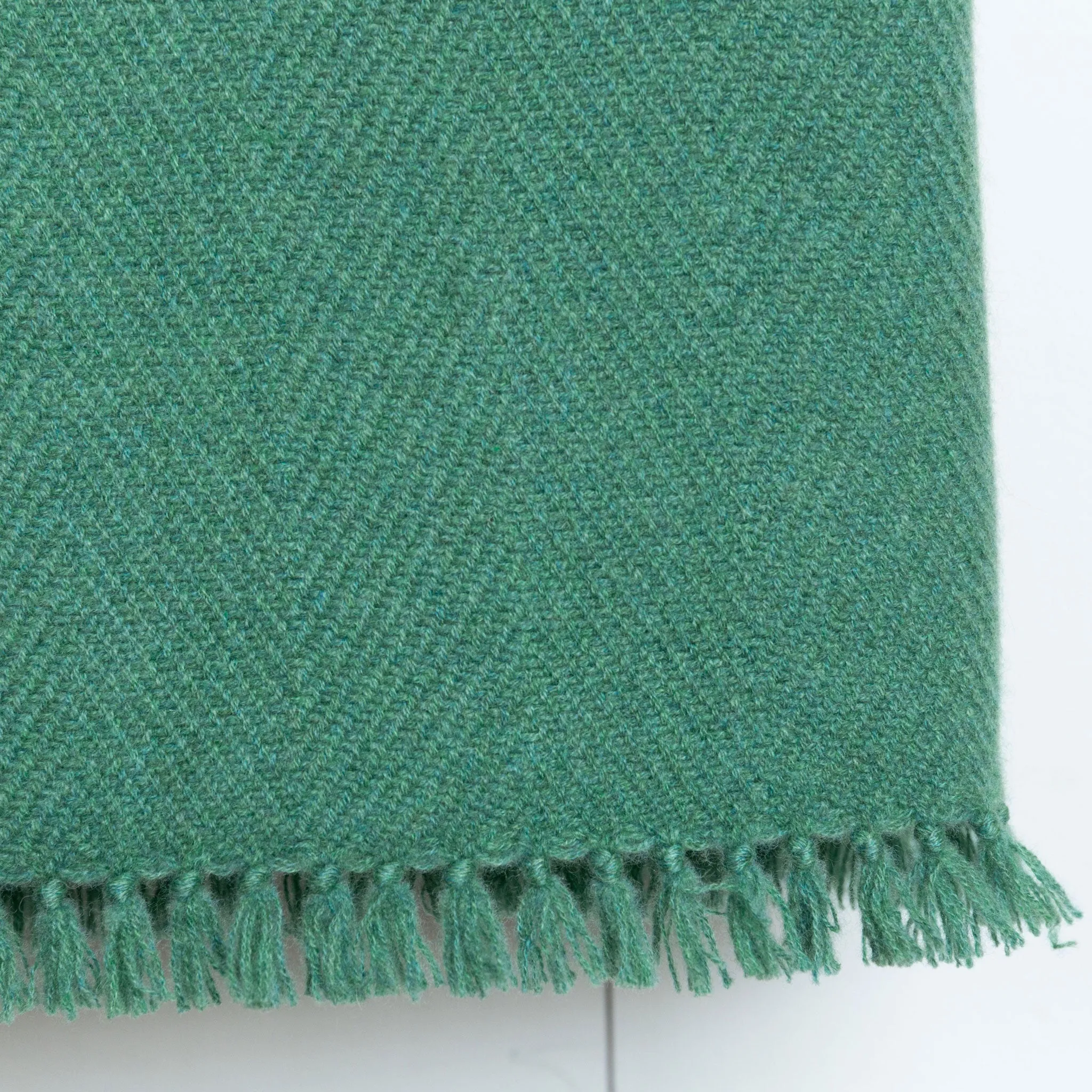 Kelp Green Handwoven Cashmere Throw