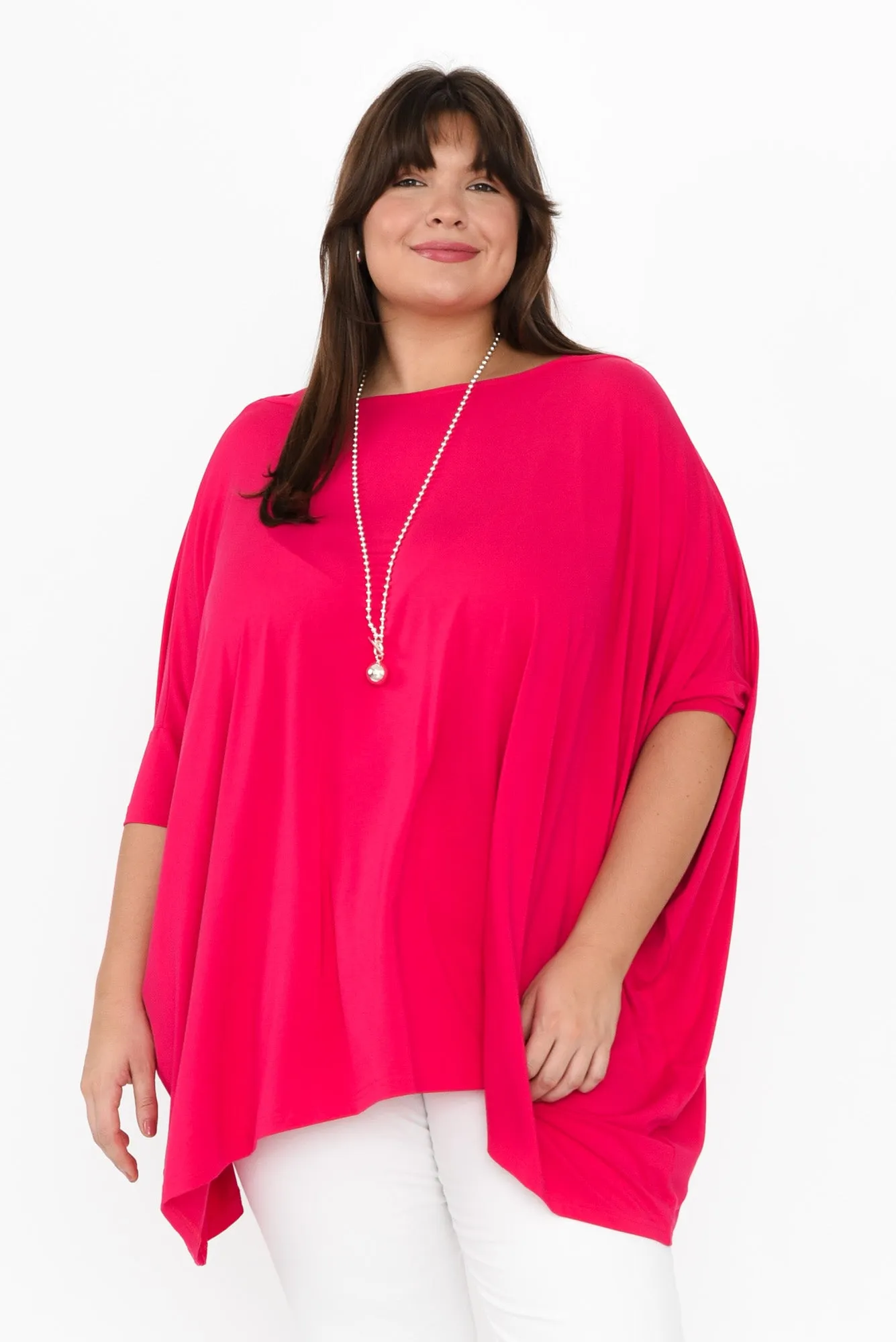 Kelsier Raspberry Bamboo Batwing Top